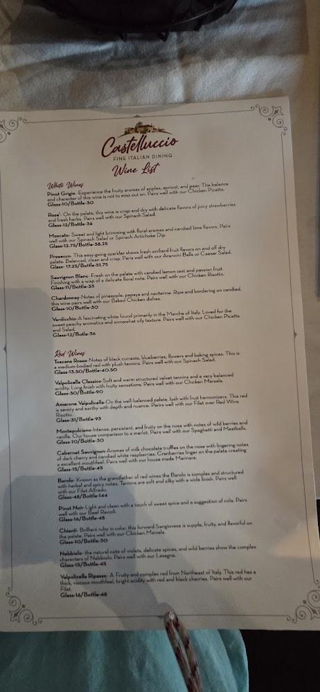Castelluccio Fine Italian Dining Menu image 3
